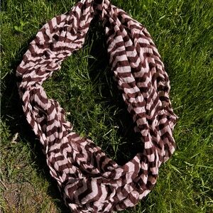 Brown and White Chevron infinity Scarf
